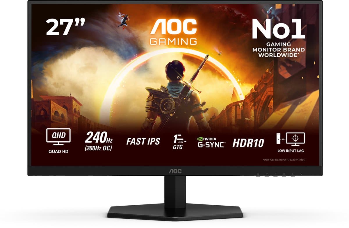 AOC Q27G42ZE - QHD IPS Gaming Monitor - G-Sync Compatible - 27 inch - 240Hz — afbeelding 1