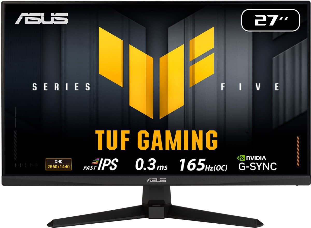 ASUS TUF Gaming VG27AQE5A - QHD Fast IPS Gaming Monitor - G-Sync Compatible - 90% DCI-P3 - 120% sRGB - 0.3ms - 165hz - 27 inch — afbeelding 1
