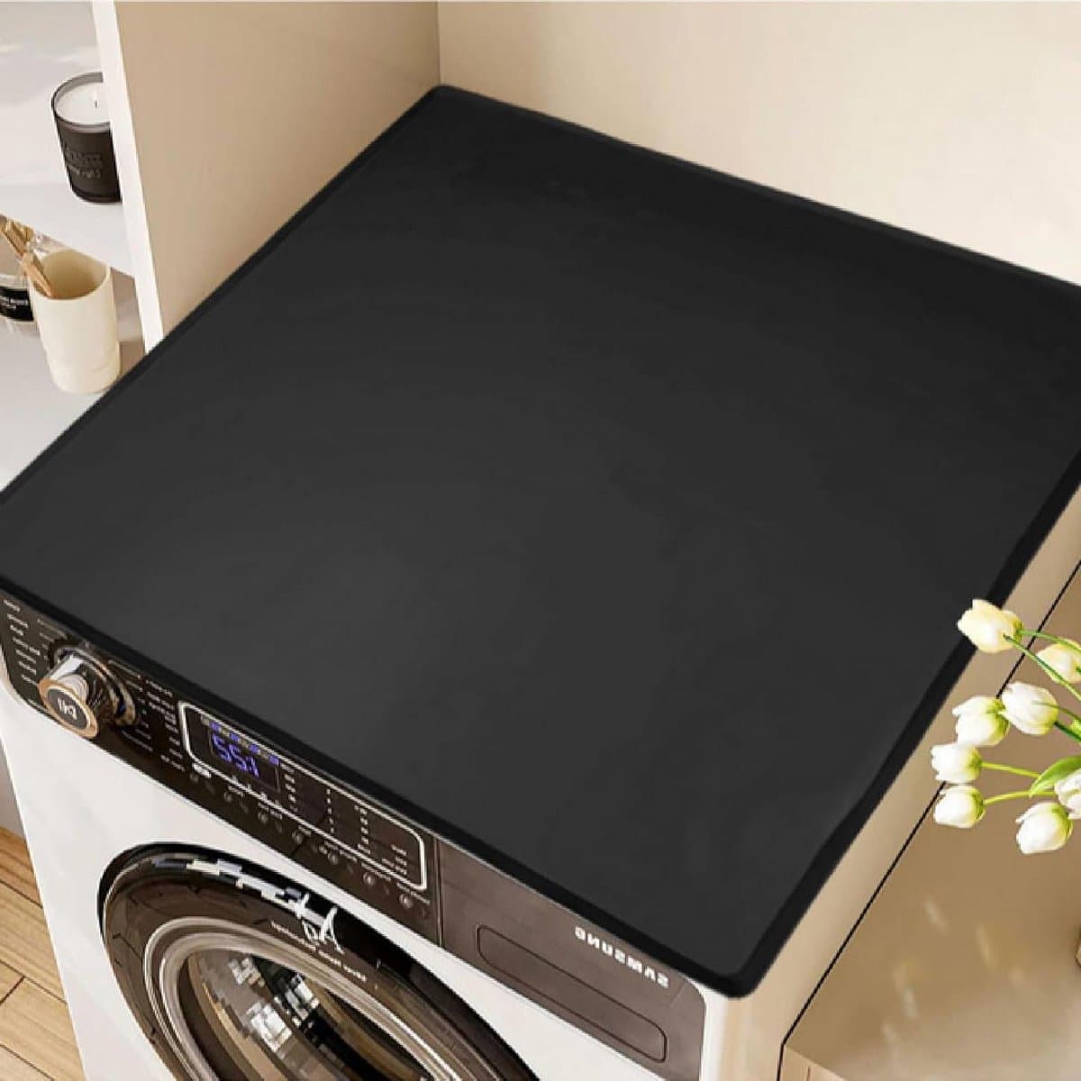 Wasmachine Droger Bovenmat - Apparaat Beschermhoes - Apparaten Beschermen - Waterdicht Siliconen Materiaal - 60x60cm - Zwart — afbeelding 1
