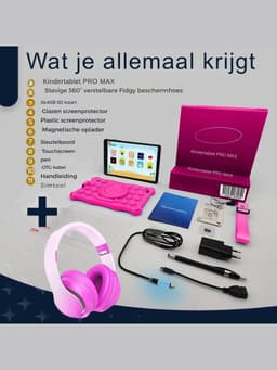 DYNA® Kindertablet Deplay - Kinder Tablet Deplay - Kindertablet Deplay Pro - Roze - 23cm x 13cm x 1cm — thumbnail 2