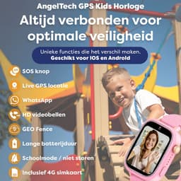 AngelTech Ultra GPS Horloge Kind Met Simkaart 4G – SOS knop – Smartwatch Kinderen – Whatsapp - HD Camera en Videobellen – Smartwatch Kind – GPS Tracker Kind – Smartwatch Kids - Elke polsmaat – Roze — thumbnail 6