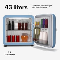 Klarstein Audrey Evo 43L minikoelkast - retro design, stil (40 dB), compacte koelkast met verstelbare pootjes en omkeerbare deur, mechanische thermostaat, wit, ideaal voor slaapkamers en kantoren — thumbnail 3