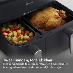 Philips 5000 Series Dual Basket Airfryer - NA551/00 - Stoomfunctie - Dubbele Mand - 9L - Tot 6 Personen — thumbnail 3