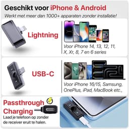 2-Pack Draadloze Microfoon met Oplaadcase - Geschikt voor Apple , Samsung, Laptop - Bluetooth Mini Microfoon - Podcast Microfoon — thumbnail 5