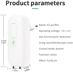 PolderGoods - luchtreinigers - plug-in met negatieve ionengenerator Geurverwijdering voor thuis - 50m3/h - wit — thumbnail 2