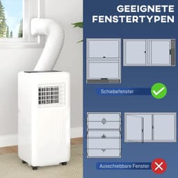 3-in-1 Mobiele airco - 9000 BTU - Draagbare airconditioner - 3-in-1 koelen, ventilator en luchtontvochtiger - geschikt voor ruimte tot 28 m² - met afstandsbediening en 24-uurs timer - LED-display - wit — thumbnail 3