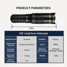 32X Mobiele Telefoon Camera Telelens – 3-in-1 Zoom Telescoop met Macro, Fish Eye & Wide Angle Lens – Universeel voor iPhone & Android Smartphones — thumbnail 3