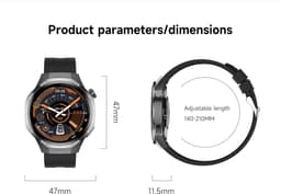 Knobbout 1.53" Stijlvolle Sport Smartwatch – NFC- Kompas, Hoogtemeter, Barometer-Bluetooth Bellen - Draadloos Opladen - hartslag, bloeddruk, zuurstofgehalte (SpO₂) - AI Assistent - medicatie innemen alert - Zwart Leren + Siliconen Band — thumbnail 19