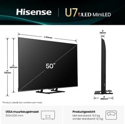 Hisense 50U7Q 50" Mini-LED - 144Hz, 4K, Smart TV, Dolby MS12 + DTS X — thumbnail 9