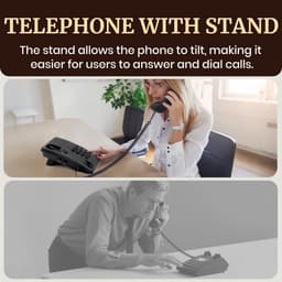 Vaste Telefoon voor Thuis en Kantoor - Eenvoudig te Bedienen Desktop Telefoon (Zwart) — thumbnail 3