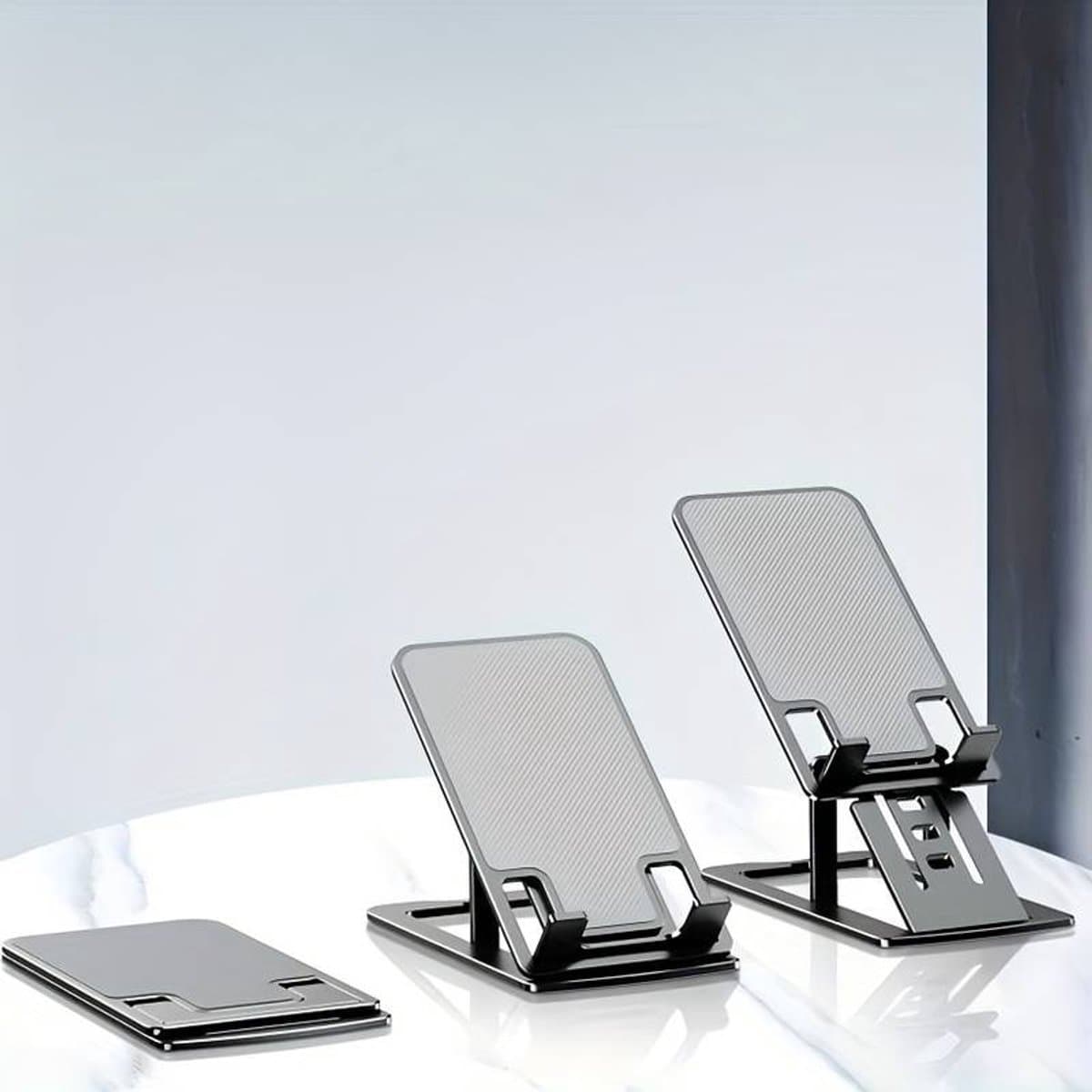 Draagbare tablet-/telefoonstandaard, opvouwbare bureaustandaard voor telefoons, verstelbare tabletsteun, compatibel met alle telefoons en tablets tot 12 inch. — afbeelding 1