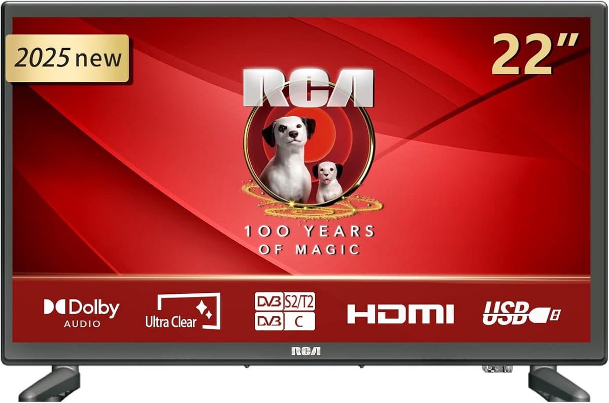 22 inch LED-Televisie – 56 cm – Dolby Audio – Triple Tuner DVB-T2/S2/C – HDMI – USB – VGA – Energieklasse E – 2025 — afbeelding 1