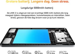 Blackview Tablet - LINK 2 Tablet - 12 GB RAM - 128 GB ROM - 1080P Full HD-video - 8.68 inch - MediaTek Hallo G100 - 5000 mAh - Android 15 - Octa Core - Zwart — thumbnail 10