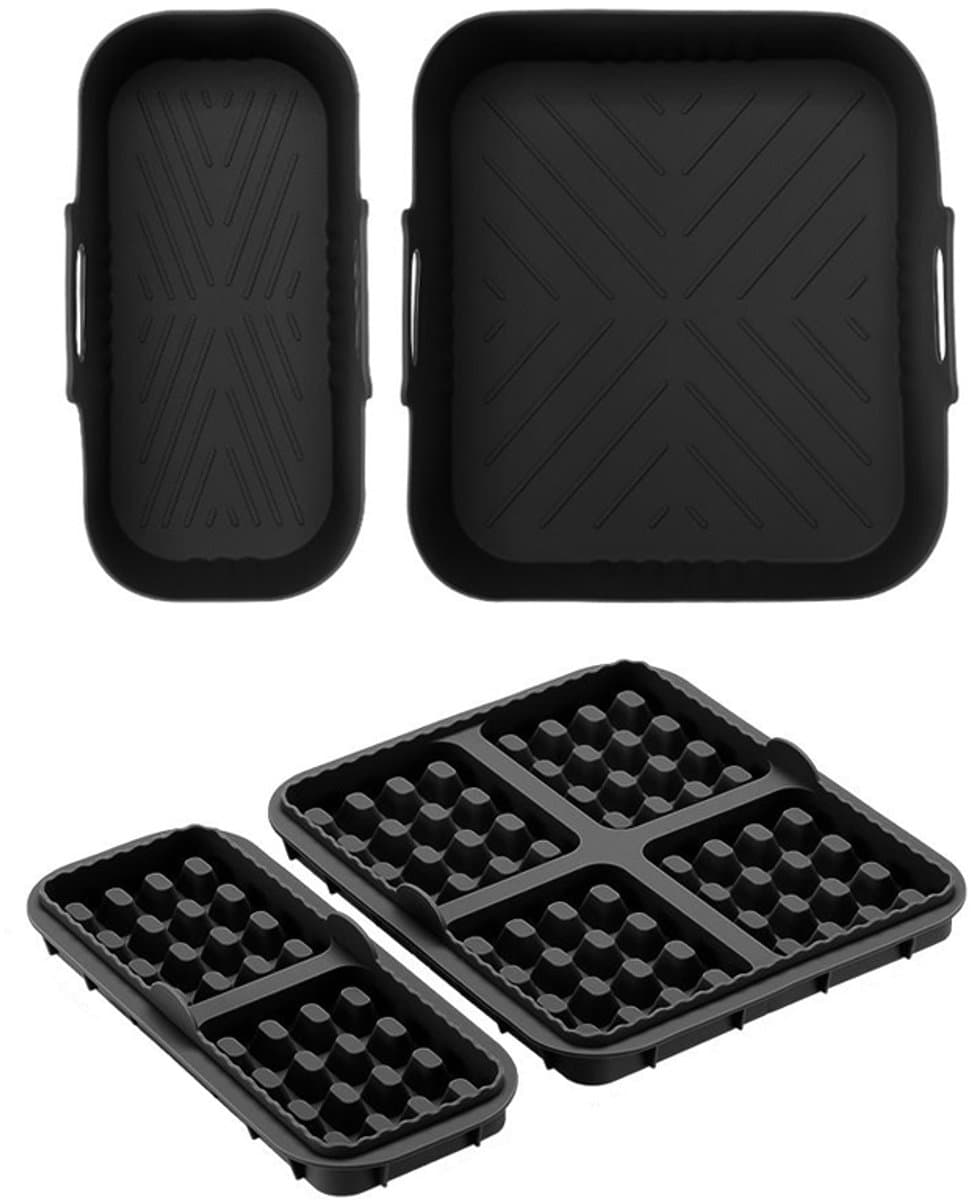 4 stuks Air Fryer Accessories - geschikt voor Philips Airfryer Dual Basket 3000 Series NA350 - Includes Waffle Mold Accessories en Bakplaat - zwart — afbeelding 1