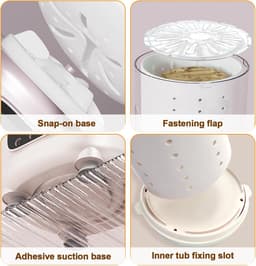 Wit Mini Wasmachine 3-in-1 - Draadloos met Centrifuge - Voor Onderkleding & Babykleding - Ideaal voor Reizen, Dorms en Appartementen — thumbnail 2