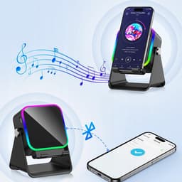 Draadloze Luidspreker - Magnetische Bluetooth-speaker met Sensor & Sfeerverlichting Dubbele modus: inductie + Bluetooth - Sfeerverlichting - 5000mah - Zwart - 360° Verstelbaar — thumbnail 7