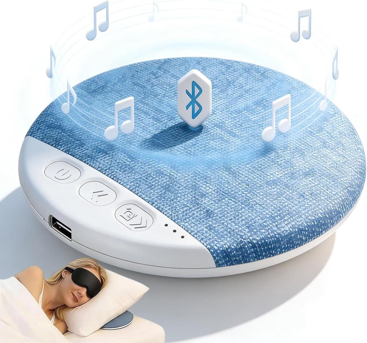 Slaapsprekers - Bluetooth - Ultra Dun (1.1 cm) - Kussen Speaker met Timer - 20-48 uur Accu - Witte Ruis - Voor Beter Slapen - Draadloos - Blauw — afbeelding 1