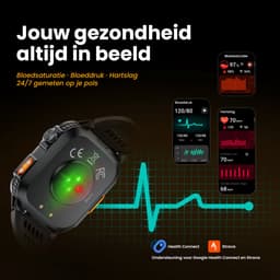 Maoo FORGE GPS Square - GPS Smartwatch Heren - Sporthorloge - 3 Bandjes - Stappenteller - Hartslagmeter - Slaapmonitor - Belfunctie - LED Zaklamp - Multisport - Geschikt voor Android en iOS - Gun Metal Orange — thumbnail 12
