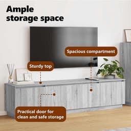 Grote TV Meubel 180 cm Grijs Sonoma met LED-verlichting en Opbergruimte — thumbnail 3