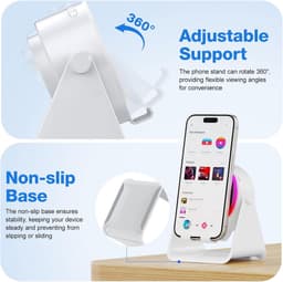 Kraftverdia - 5-in-1 Wireless Mini RGB Speaker - Telefoonhouder - Telefoonhouders Auto - Magnetisch - Bluetooth Speaker - Draadloze Oplader - Wireless charger - GSM Lader - 360° verstelbare houder voor iPhone/Android/iPad/Samsung - Cadeau — thumbnail 5