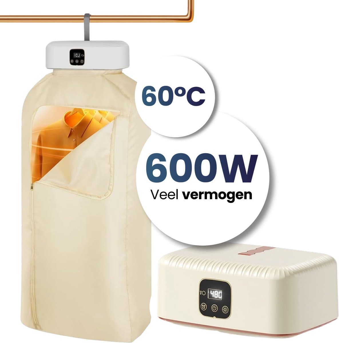 Velomira® Mini Droger - Elektrische Wasdroger - Mini Opvouwbare Wasdroger - Wasdroger - Wasdroger Voor Studenten, Camping & Reizen – Met Timer — afbeelding 1
