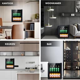Quvo® Professionele Horica Minibar Koeling – Wijnkoelkast 48L – Flessenkoelkast met Glazen Deur – Mini Koelkast met Glazen Deur – Kleine Drankenkoelkast – 2 Opslagniveaus – Minibar - Zwart - 48cm x 43cm x 51cm — thumbnail 8