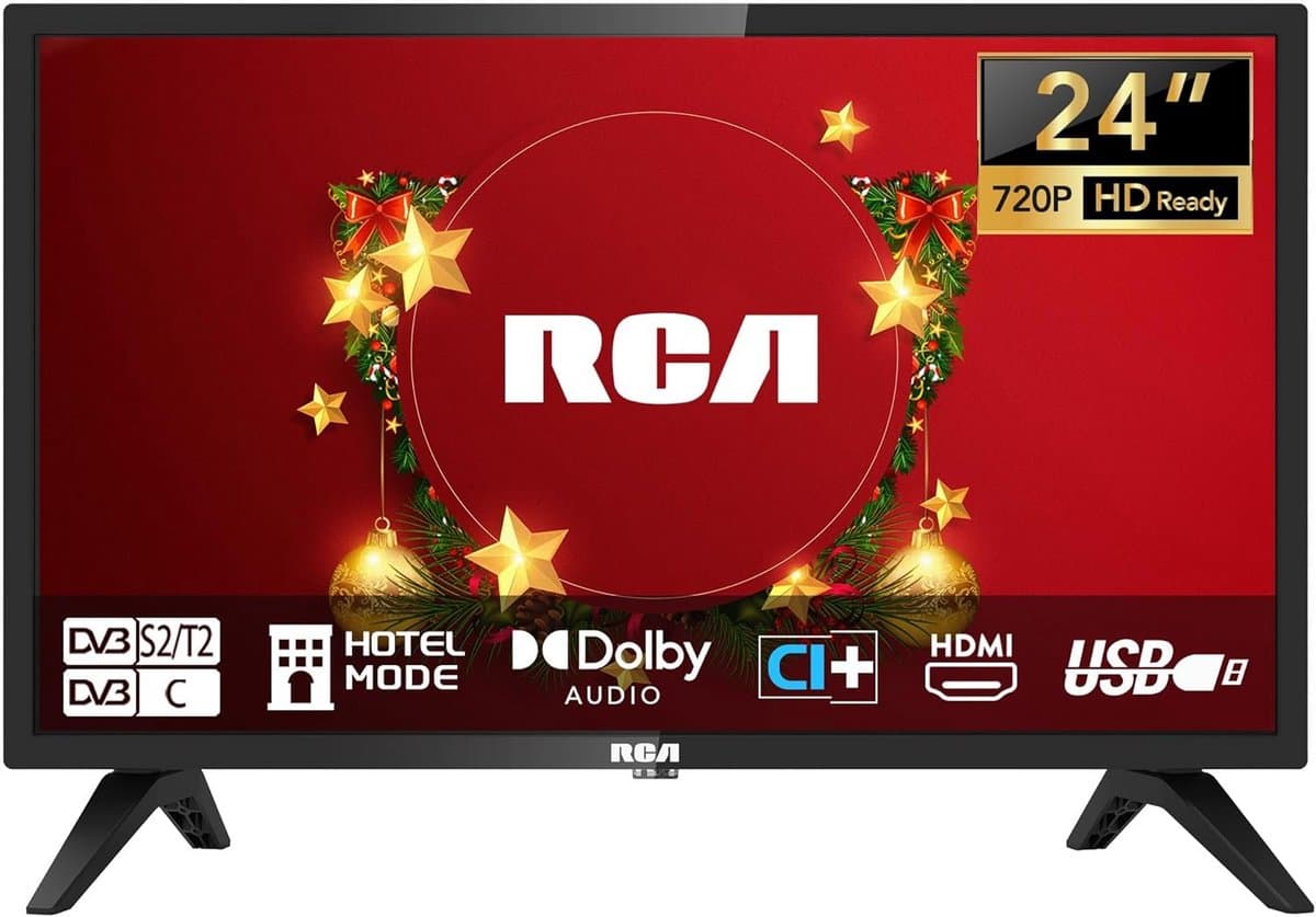 HD LED Televisie 24 inch (60 cm) voor Slaapkamer of Keuken met Triple Tuner en Diverse Aansluitingen — afbeelding 1