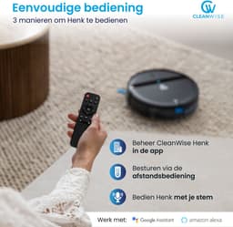 CleanWise Henk Robotstofzuiger – Nederlands Product – Voor Huisdieren – Met Dweilfunctie & Laadstation – Dweilrobot – 4500 Pa – HEPA 14 – Ultra dun 7,4 cm – App & Spraakbediening – Voor Huisdierharen, Harde Vloeren & Tapijt — thumbnail 4