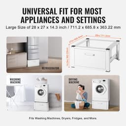 Wassokkel, 686 mm Breed X 366 mm Hoog, Basisframe voor Wasmachine En Wasdroger, Universele Pasvorm met 299 Kg Draagvermogen, Robuust Multifunctioneel Plateau voor Wasmachine — thumbnail 6