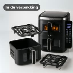 alpina Dubbele Airfryer XXL - 2 x 5.5L Manden - Heteluchtfriteuse 11 Liter - 12 Programma's - 2800 W - Zwart — thumbnail 9
