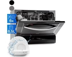 Klarstein Vaatwasser mini- voor 6 couverts, stille UV-vaatwasser, compact met 7 wasprogramma's, kleine tafelvaatwasser voor thuis, kantoor, camping, mini-vaatwasser met wateraansluiting - Vaatwasmachine - 6 Maatgedekken 50 cm 1380W - voor Keuken