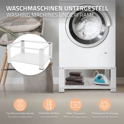 Wasmachine verhoger, Wasmachine Onderstel 63x54x32 cm met planchet in wit ML design — thumbnail 7