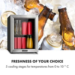 Klarstein Minibar Harlem Drankkoelkast - Mini koelkast - Compressiekoeling - 23 Liter inhoud - 5 Koelstanden: 0 - 10 °C - Energie-efficiëntieklasse E - Gering Bedrijfsgeluid: 39 dB - LED Verlichting - Glazen deur - Roestvrij Staal — thumbnail 7