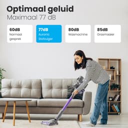 Auronic Steelstofzuiger Draadloos 220W - Draadloze Stofzuiger - HEPA Filter - Zelfstaand - Op Accu - Zonder Zak - Kruimeldief - Vacuum Cleaner - Grijs/Paars — thumbnail 4