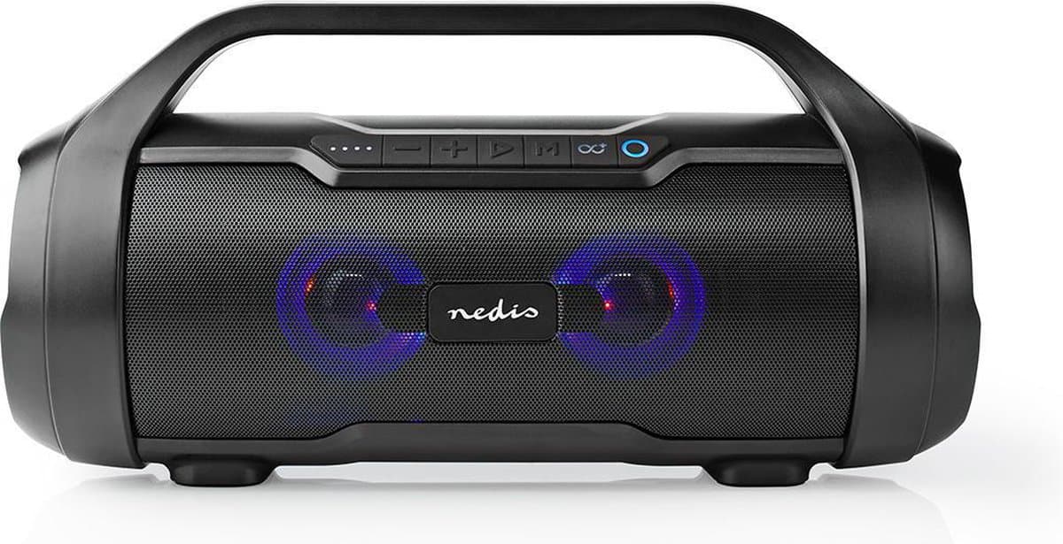 Nedis Portable Speaker – Bluetooth – Spatwaterdicht – Met verlichting – Zwart — afbeelding 1