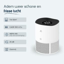 Vibrix PureFlow50 Luchtreiniger / Air Purifier – HEPA H13 + koolstoffilter – 350 m³/u – Voor kamers tot ca. 50 m² – Ionisator – App-bediening – Zeer stil met slaapstand – Luchtkwaliteitindicator — thumbnail 3