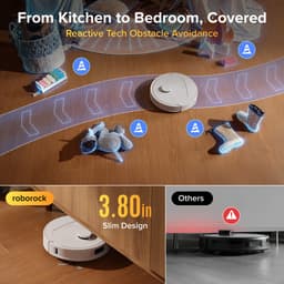 Roborock Qrevo S Pro Set-Robotstofzuiger–Alles-in-één multifunctioneel dockingstation–18500 Pa zuigkracht–Antiklitsysteem-Reactive Tech Obstakelvermijding-Intensieve tapijtreiniging 10 mm Dweilverhoging–Twee roterende dweilpads–Roborock app controle — thumbnail 9