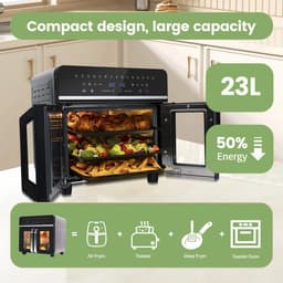 Heteluchtfriteuse XXL 23L met 2 Zones – Airfryer Oven 2200W – 15 Programma’s – LED Touchscreen – Incl. Receptenboek — thumbnail 2