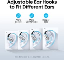 Soundcore V40i by Anker, open-ear hoofdtelefoon, kristalhelder ontwerp, 4 verstelbare standen voor een goede pasvorm in elk oor, 2x diepere bas, IP55, 21 uur afspeeltijd, duidelijke AI-gesprekken, Bluetooth 5.4, app-bediening — thumbnail 7