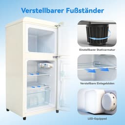 Gutent-Koel-vriescombinatie - 86L totaal - 56L koel en 30L vries - 7 temperaturen - LED-verlichting - verstelbare planken - Crème — thumbnail 13
