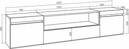 TV-kast - Tv-meubel opslag - Woonkamer organiseren - Ruimte voor elektronica - 200 x 45 x 35 cm — thumbnail 5