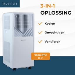 Evolar Mobiele Airco - 9000 BTU - WiFi - App & Afstandsbediening - Airconditioner - met Afvoerslang - Slaapkamer, Woonkamer, Thuiskantoor - EVO-009CW — thumbnail 3