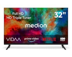 MEDION 80 cm (32 inch) Full HD-tv (smart-tv, VIDAA Store, Prime Video, Disney+, DAZN, Paramount+, HbbTV, PVR, HDR-triple-tuner, MD 832102)