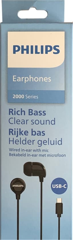 Philips In-Ear koptelefoon TAE2146BK - Clear Sound - Bekabeld - Remote met microfoon - USB-C - Zwart — thumbnail 5