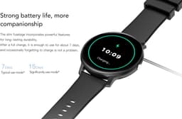 Knobbout 1.28 inch ultradunne smartwatch met gezond heidsmonitoring, sporttracking, muziekbediening, persoonlijke wijzerplaat, bluetooth bellen - - zwart staal+siliconen horlogeband — thumbnail 7