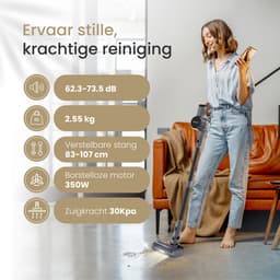 Vapore Steelstofzuiger Draadloos - 47 Minuten Accuduur - 350W - Snoerloze Stofzuiger - Stofzuiger Zonder Zak - Op Accu - Vacuum Cleaner - Kruimeldief - Draadloze Steelstofzuiger - Zwart — thumbnail 2