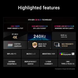 ASUS ROG Strix OLED XG27UCDMG - 4K OLED Gaming Monitor - USB-C 90W Power Delivery - 240hz - 27 inch — thumbnail 13