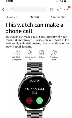 Smartwatch Rankos AK37 - sporthorloge zilver staal bandje - Fitness - Stappenteller - Hartslag - Slaapmonitor - Bluetooth bellen-Bel/message herinnering - Camera Bediening-IP67 Waterbestendig - Met APP-Weer informatie -Stopwatch - Muziek — thumbnail 4
