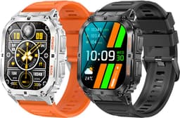 WizBay Premium Select® 1.96 inch AMOLED - Kompas - Bluetooth Bellen - Message - Dynamic Hartslag & Slaap Monitor - Bloeddruk & O2 - 100+ Sport Modi - 650mAh - Magnetic Laden - Zink Alloy Mat Zilveren Kast - Oranje TPU Band — thumbnail 9