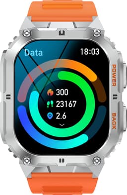 WizBay Premium Select® 1.96 inch AMOLED - Kompas - Bluetooth Bellen - Message - Dynamic Hartslag & Slaap Monitor - Bloeddruk & O2 - 100+ Sport Modi - 650mAh - Magnetic Laden - Zink Alloy Mat Zilveren Kast - Oranje TPU Band — thumbnail 17